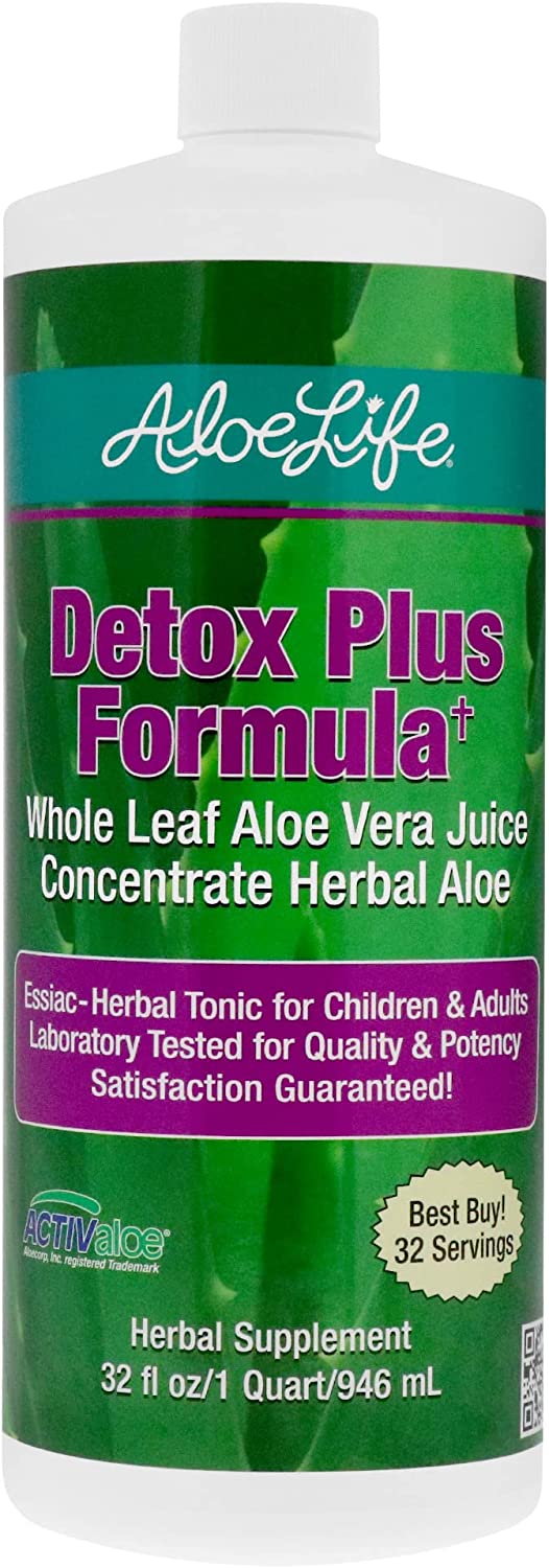 Aloe Life – Detox Plus Formula, Aloe-Based Detox Supplement, Aloe Vera Cleanse, Promotes Healthier Digestion, Concentrated Aloe & Herbal Tonic, Gut Health Detox for Wellness (32 oz.)
