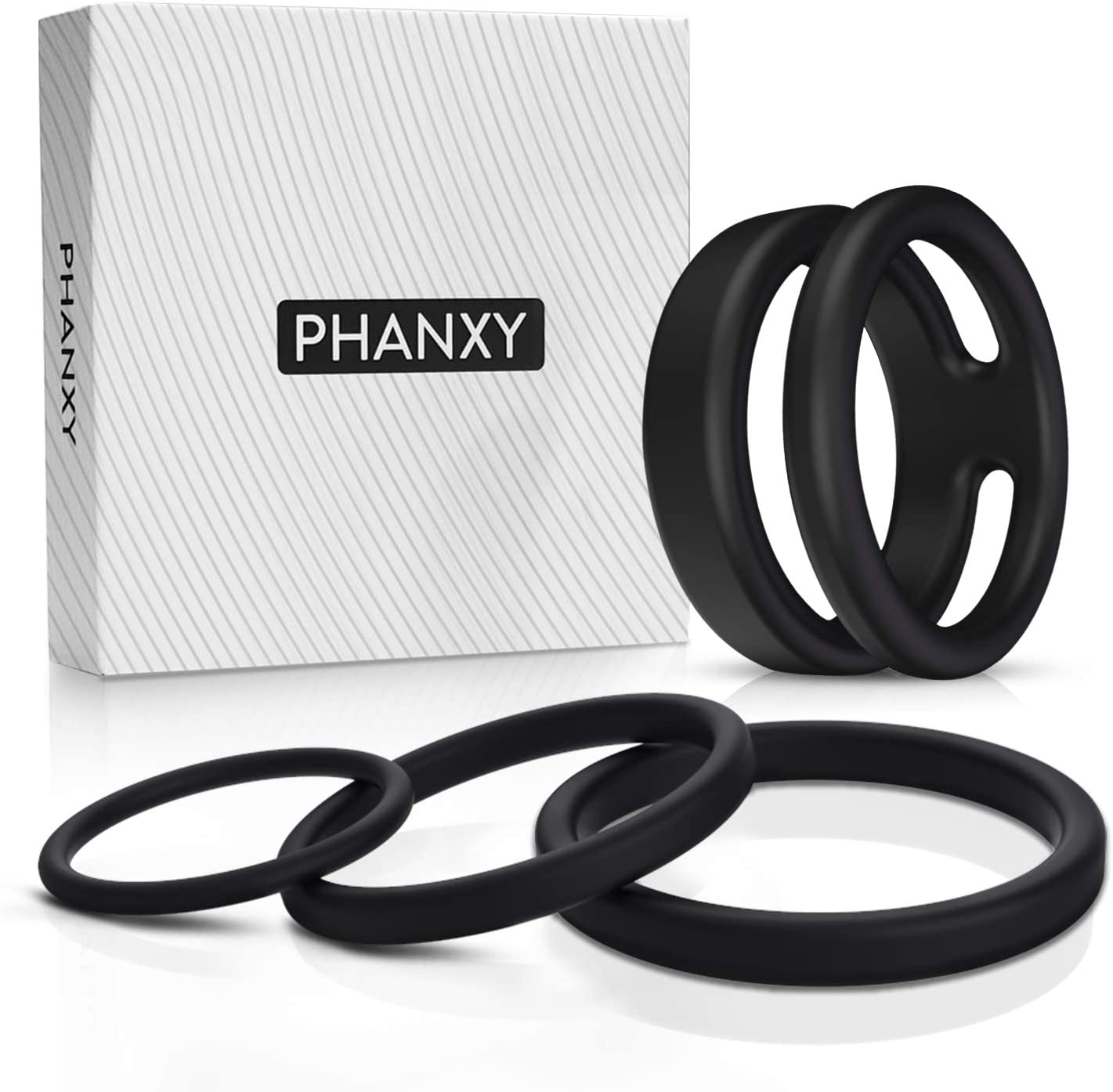 Silicone Penis Ring 4 Sets, Premium Stretchy Cock Ring for Last Longer Harder Stronger Erection,Pleasure Enhancing Sex Toy for Man or Couples Play