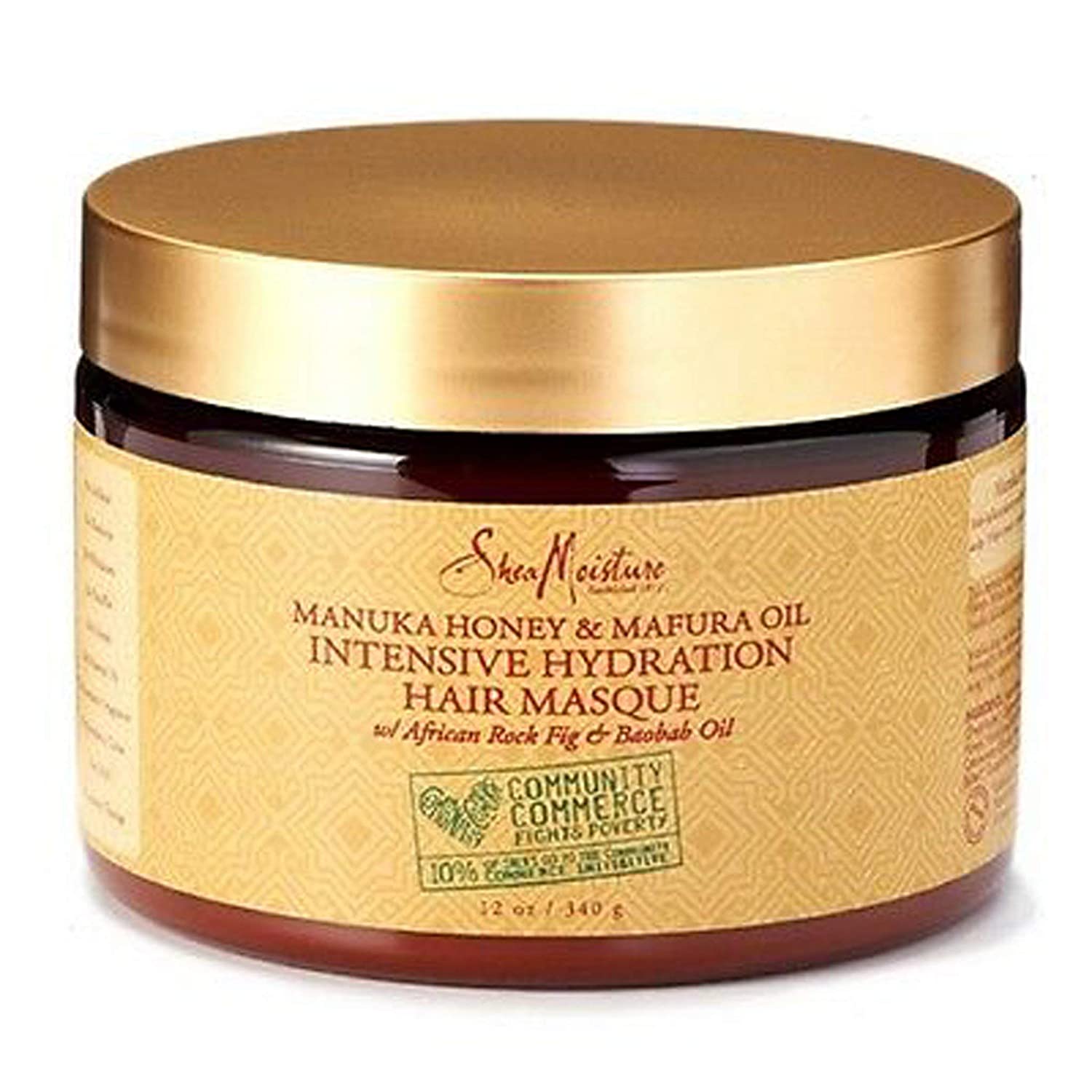 SheaMoisture Intensive Hydration Hair Mask For Dry, Damaged Hair Manuka Honey & Mafura Oil To Smooth Hair 11.5 oz