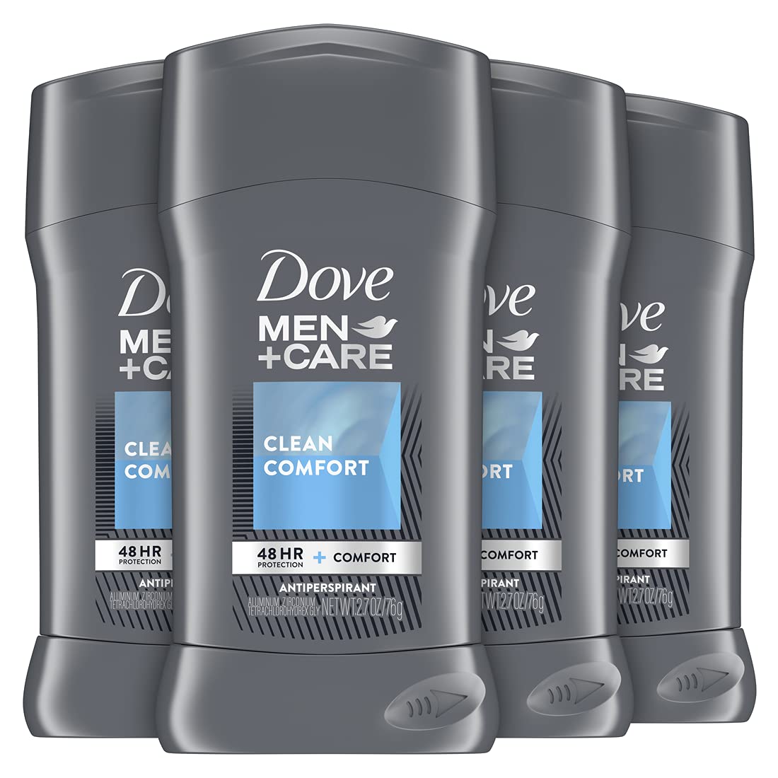 Dove Men+Care Antiperspirant Deodorant 48-Hour Wetness Protection Clean Comfort Deodorant for men with Vitamin E and Triple Action Moisturizer 2.7 oz 4 Count
